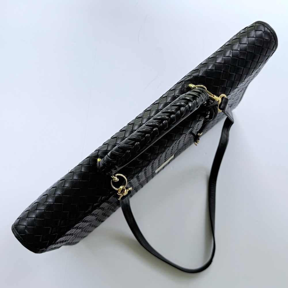 Vintage Florence Leather School / Scuola Del Cuoio Black Woven Leather Briefcase - Picture 6 of 16